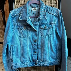 Marine Layer Denim Jacket with Rainbow Stitching